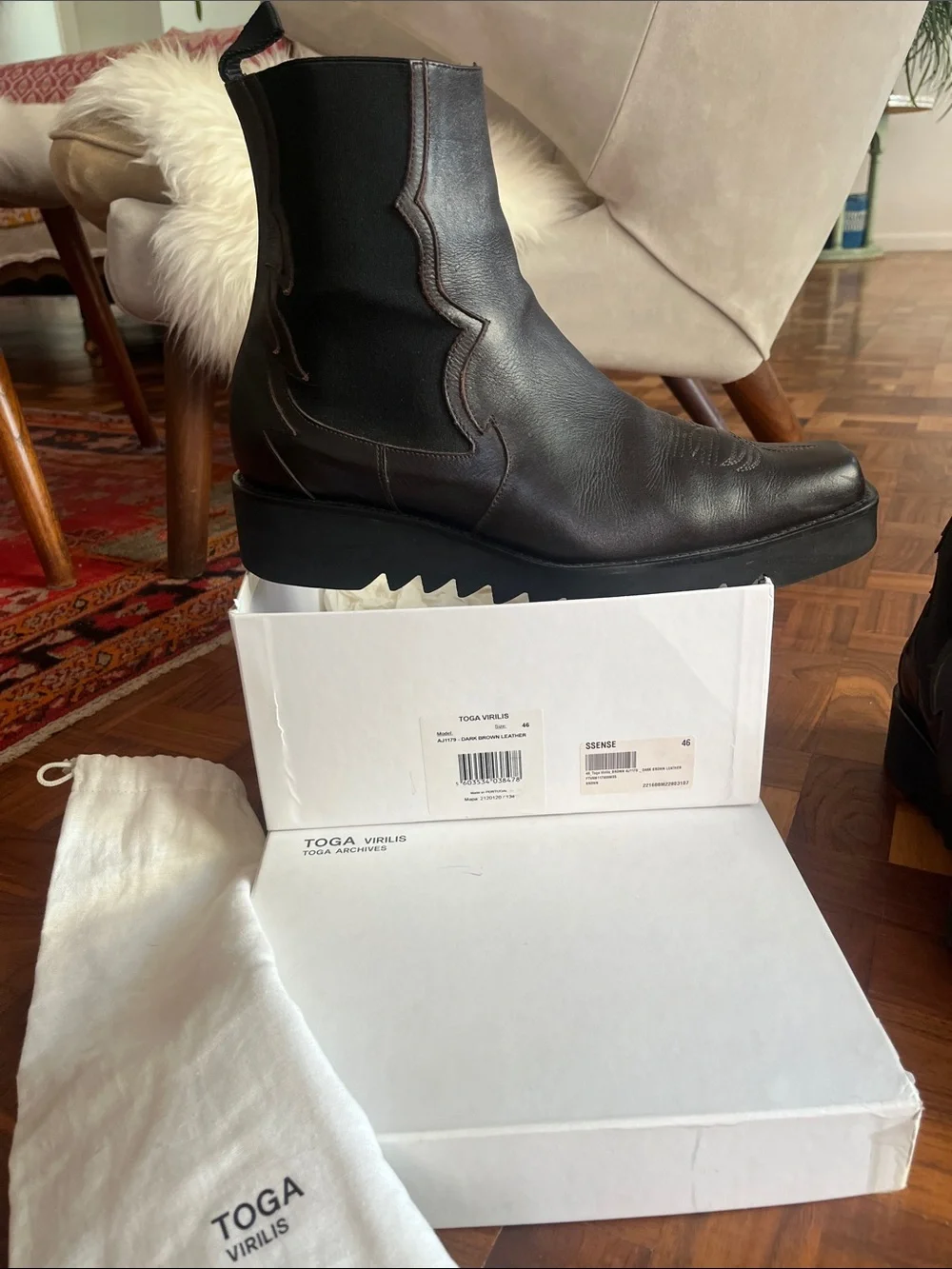 TOGA VIRILIS CHELSEA BOOT dark brown  MENS 46